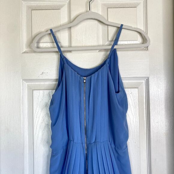 SANDRO Paris Pleated Midi Dress Blue Size 2 Summer Lightweight - Picture 4 of 8